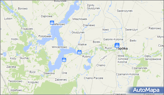 mapa Rybiny Leśne, Rybiny Leśne na mapie Targeo