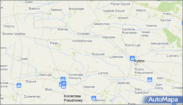 mapa Rybionek, Rybionek na mapie Targeo