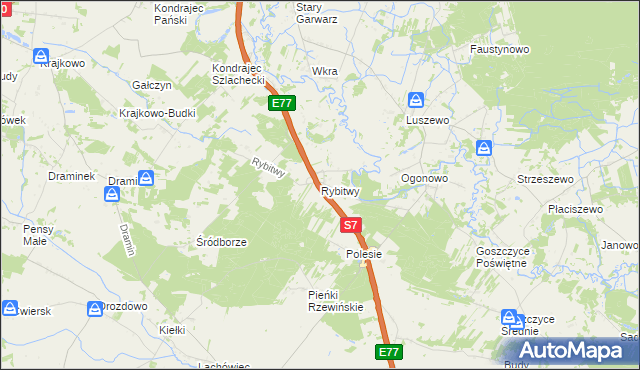 mapa Rybitwy gmina Baboszewo, Rybitwy gmina Baboszewo na mapie Targeo