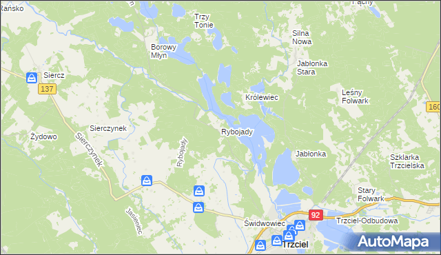 mapa Rybojady, Rybojady na mapie Targeo