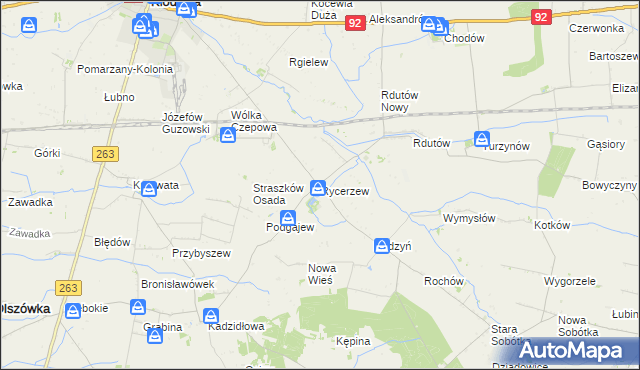 mapa Rycerzew, Rycerzew na mapie Targeo