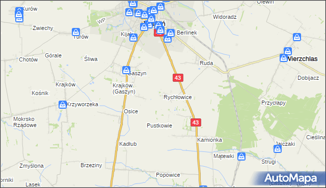 mapa Rychłowice, Rychłowice na mapie Targeo