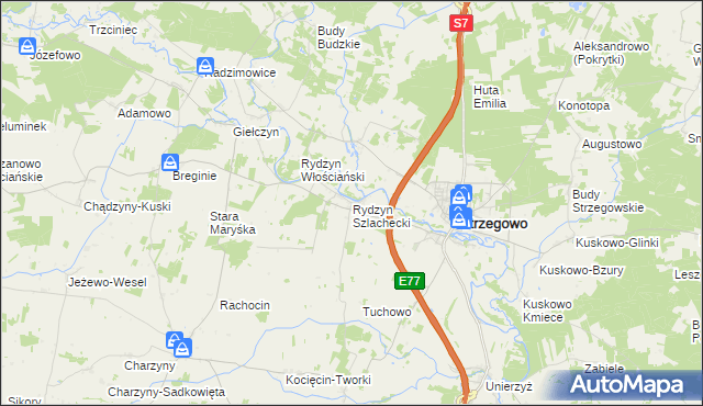 mapa Rydzyn Szlachecki, Rydzyn Szlachecki na mapie Targeo