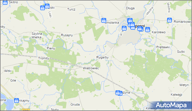mapa Rygarby, Rygarby na mapie Targeo