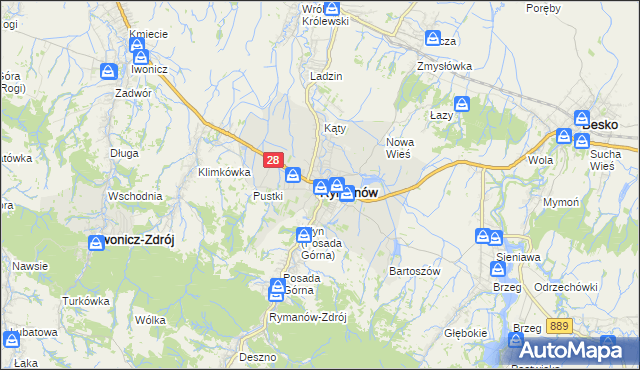 mapa Rymanów, Rymanów na mapie Targeo