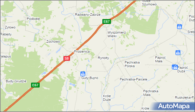 mapa Rynołty, Rynołty na mapie Targeo