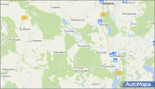 mapa Rynowo gmina Łobez, Rynowo gmina Łobez na mapie Targeo