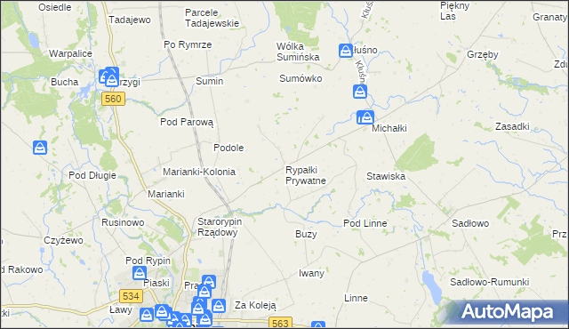 mapa Rypałki Prywatne, Rypałki Prywatne na mapie Targeo