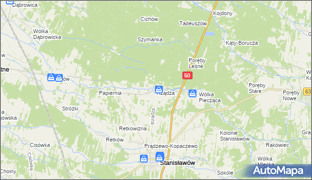 mapa Rządza gmina Stanisławów, Rządza gmina Stanisławów na mapie Targeo