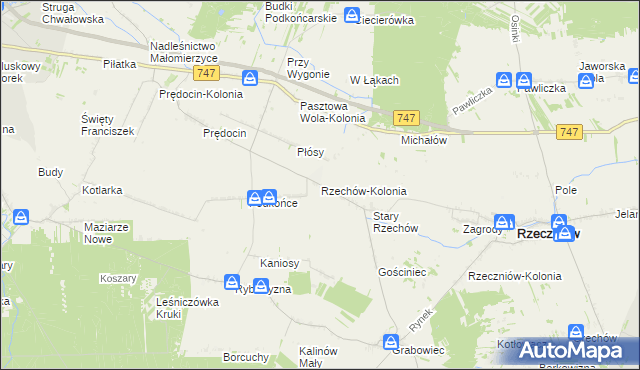 mapa Rzechów-Kolonia, Rzechów-Kolonia na mapie Targeo