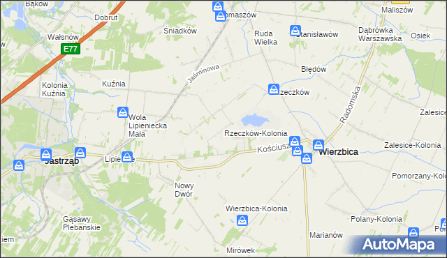 mapa Rzeczków-Kolonia, Rzeczków-Kolonia na mapie Targeo