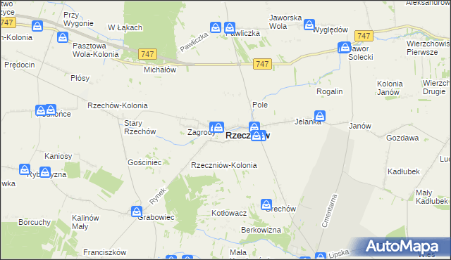 mapa Rzeczniów, Rzeczniów na mapie Targeo