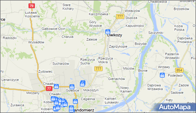 mapa Rzeczyca Mokra, Rzeczyca Mokra na mapie Targeo