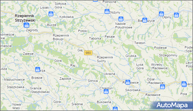 mapa Rzepiennik Suchy, Rzepiennik Suchy na mapie Targeo