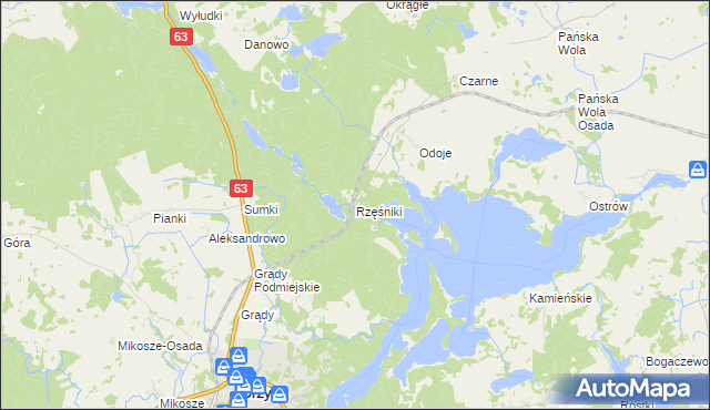 mapa Rzęśniki, Rzęśniki na mapie Targeo