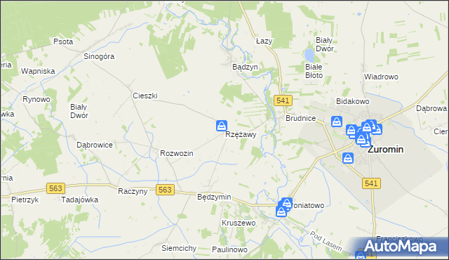 mapa Rzężawy gmina Żuromin, Rzężawy gmina Żuromin na mapie Targeo