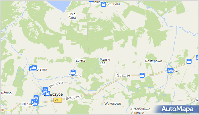 mapa Rzuski Las, Rzuski Las na mapie Targeo