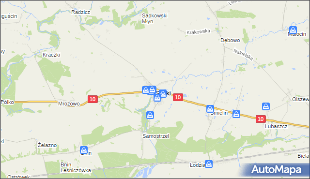 mapa Sadki powiat nakielski, Sadki powiat nakielski na mapie Targeo