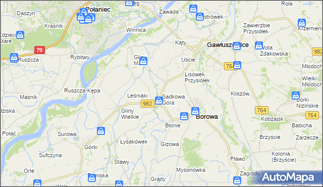 mapa Sadkowa Góra, Sadkowa Góra na mapie Targeo