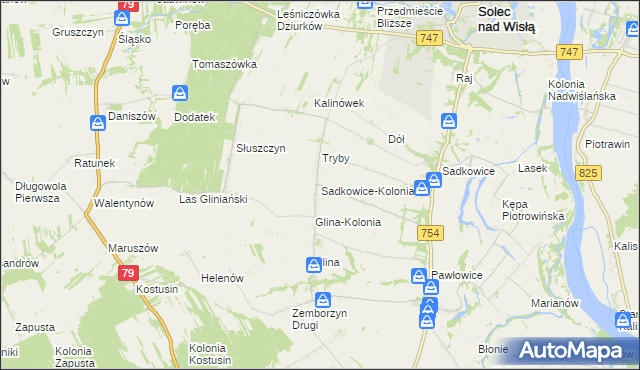 mapa Sadkowice-Kolonia, Sadkowice-Kolonia na mapie Targeo