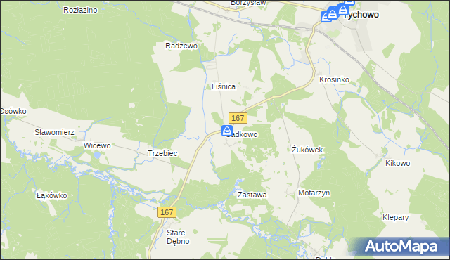 mapa Sadkowo gmina Tychowo, Sadkowo gmina Tychowo na mapie Targeo