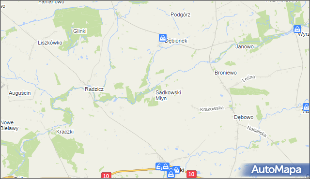 mapa Sadkowski Młyn, Sadkowski Młyn na mapie Targeo