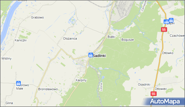 mapa Sadlinki, Sadlinki na mapie Targeo