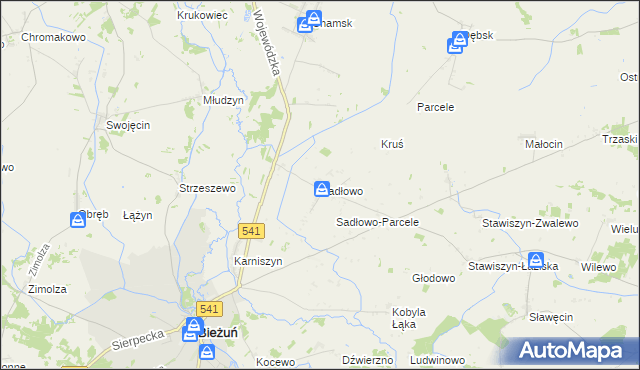 mapa Sadłowo gmina Bieżuń, Sadłowo gmina Bieżuń na mapie Targeo