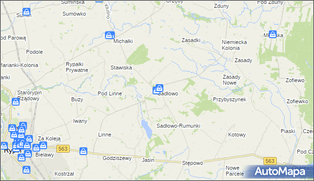 mapa Sadłowo gmina Rypin, Sadłowo gmina Rypin na mapie Targeo