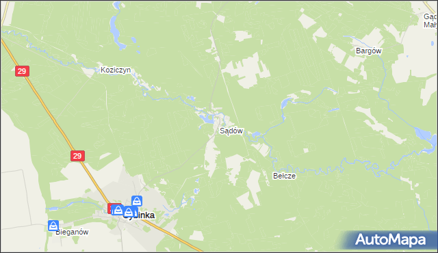 mapa Sądów gmina Cybinka, Sądów gmina Cybinka na mapie Targeo