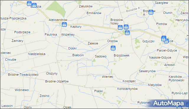 mapa Sadowo gmina Iłów, Sadowo gmina Iłów na mapie Targeo