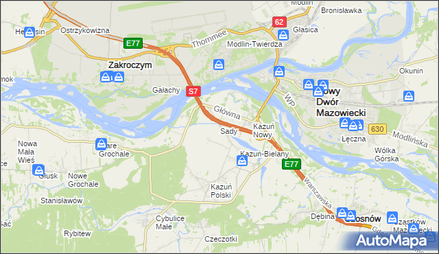 mapa Sady gmina Czosnów, Sady gmina Czosnów na mapie Targeo