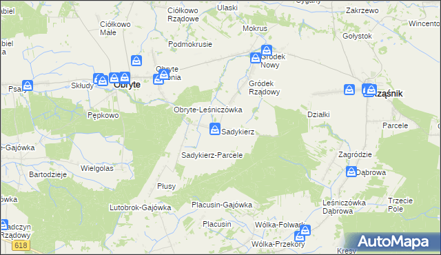 mapa Sadykierz gmina Obryte, Sadykierz gmina Obryte na mapie Targeo
