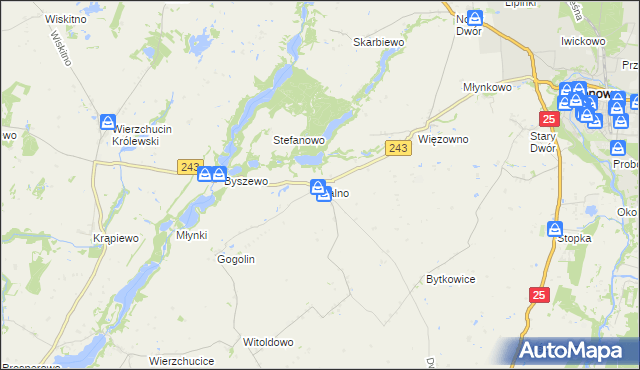 mapa Salno gmina Koronowo, Salno gmina Koronowo na mapie Targeo