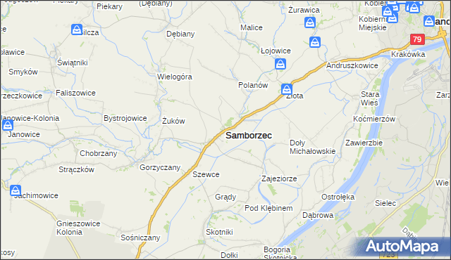 mapa Samborzec, Samborzec na mapie Targeo