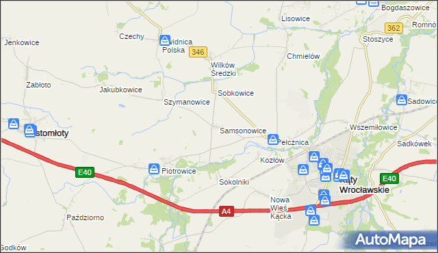 mapa Samsonowice, Samsonowice na mapie Targeo