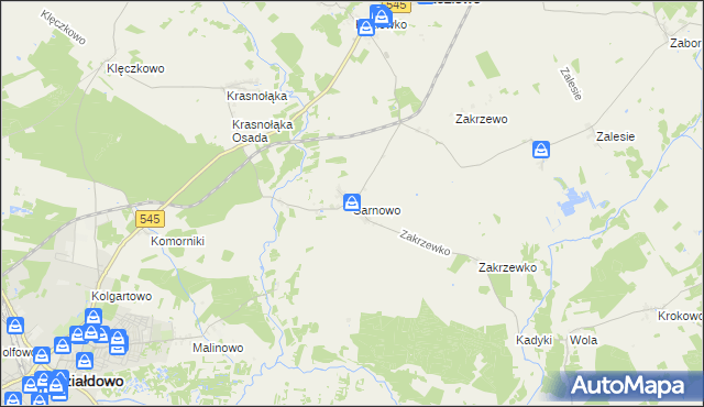 mapa Sarnowo gmina Kozłowo, Sarnowo gmina Kozłowo na mapie Targeo