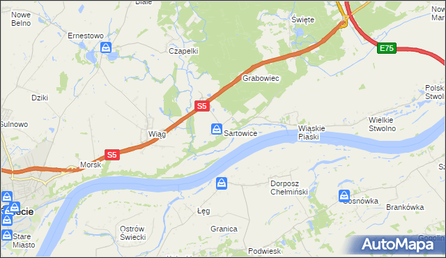 mapa Sartowice, Sartowice na mapie Targeo