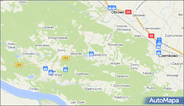 mapa Sąsieczno gmina Obrowo, Sąsieczno gmina Obrowo na mapie Targeo