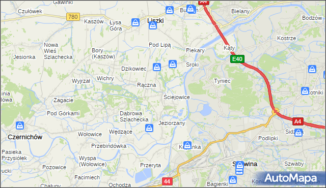 mapa Ściejowice, Ściejowice na mapie Targeo