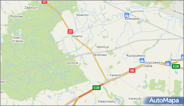 mapa Sęczkowo gmina Malechowo, Sęczkowo gmina Malechowo na mapie Targeo