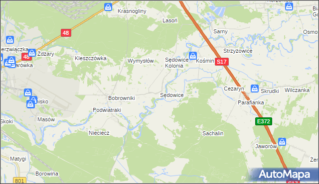 mapa Sędowice gmina Ryki, Sędowice gmina Ryki na mapie Targeo