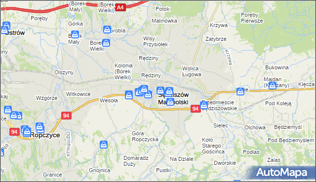 mapa Sędziszów Małopolski, Sędziszów Małopolski na mapie Targeo
