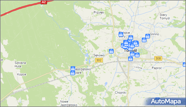 mapa Sękowo gmina Nowy Tomyśl, Sękowo gmina Nowy Tomyśl na mapie Targeo