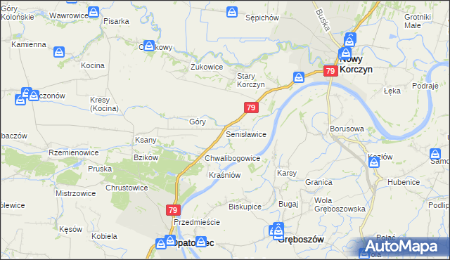 mapa Senisławice, Senisławice na mapie Targeo