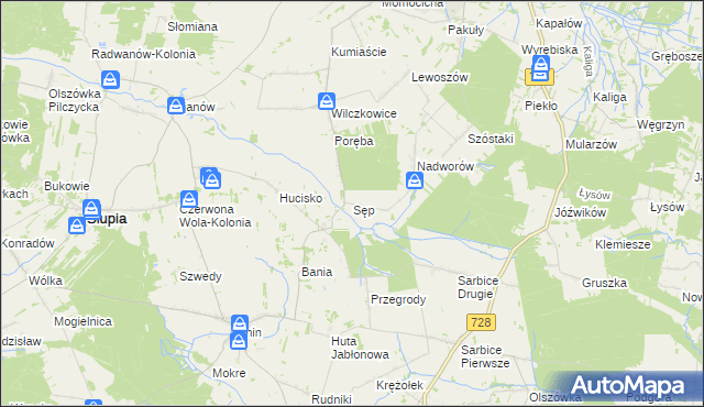 mapa Sęp, Sęp na mapie Targeo
