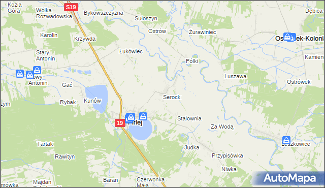 mapa Serock gmina Firlej, Serock gmina Firlej na mapie Targeo
