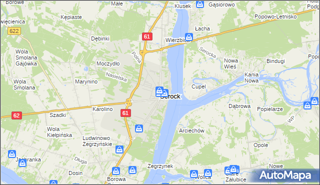 mapa Serock powiat legionowski, Serock powiat legionowski na mapie Targeo