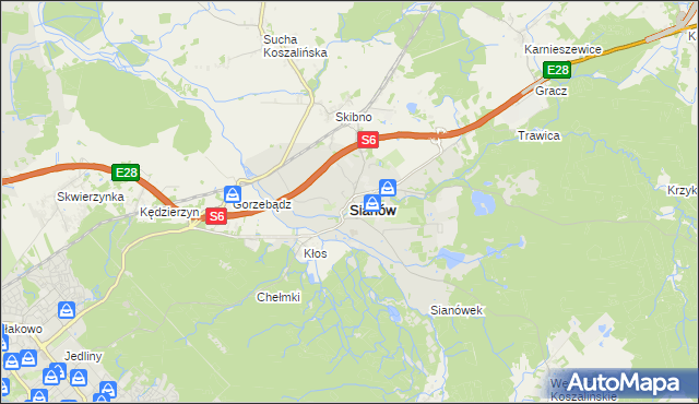 mapa Sianów, Sianów na mapie Targeo