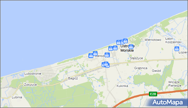 mapa Sianożęty, Sianożęty na mapie Targeo